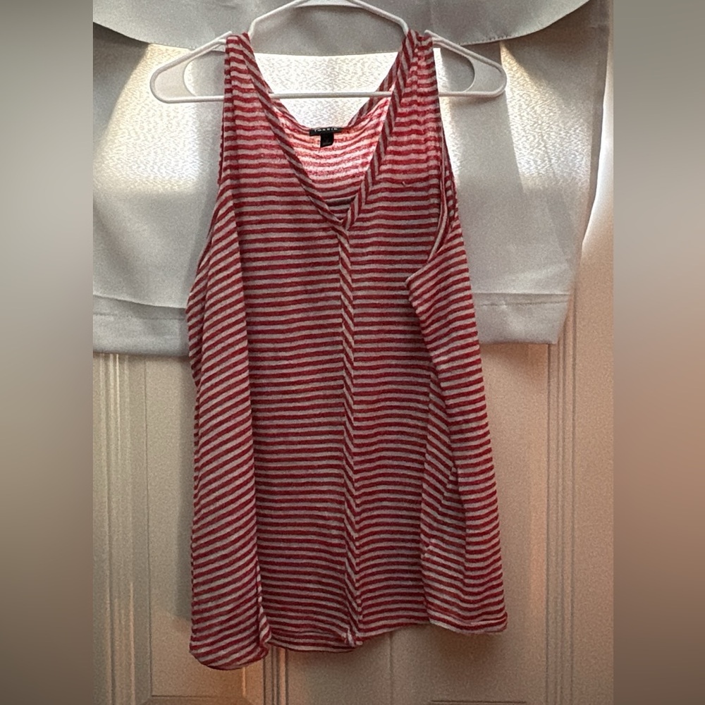 Torrid Women's Size 3 Knit Jersey Swing Tunic Tank Red And White Stripes Vneck